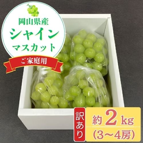 ご家庭用】訳あり岡山県産シャインマスカット2㎏（3～4房